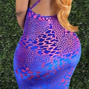 Blue and purple evening dress straps